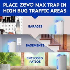 Zevo Flying Insect Indoor Light Fly Trap Starter Kit, Catches House Flies, Fruit Flies, Gnats & More - 1 Device + 2 Cartridges