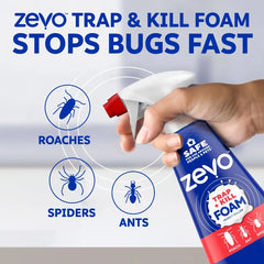 Zevo Trap & Kill Foam Trigger Spray - 12oz: Indoor Use, Flying Insects, Geraniol 0.25%